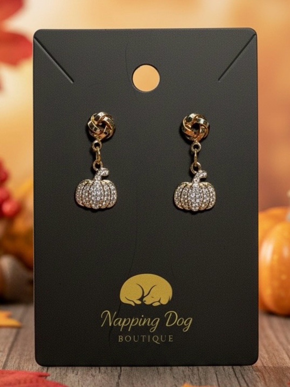 Crystal Pumpkin Dangle Earrings – Gold-Tone Fall Earrings